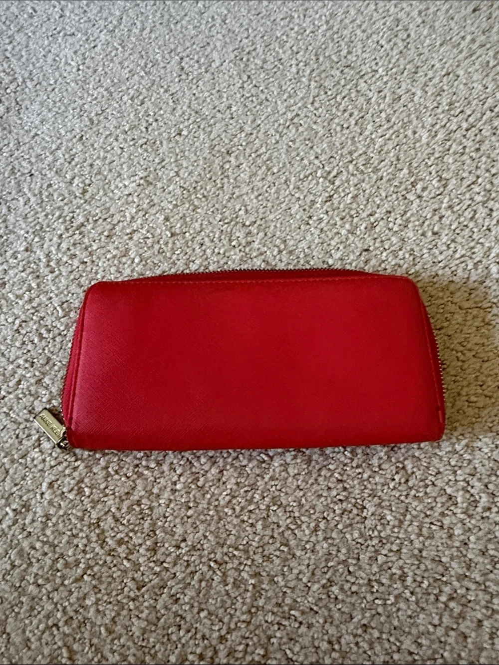 Anne Klein Red Zip-Around Wallet with Gold Hardware